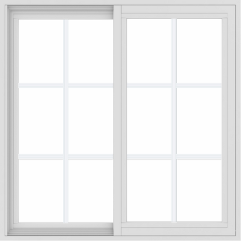 WDMA 34x34 (33.5 x 33.5 inch) Vinyl uPVC White Slide Window with Colonial Grids Exterior