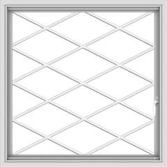WDMA 36x36 (35.5 x 35.5 inch) White uPVC Vinyl Push out Casement Window without Grids with Diamond Grills