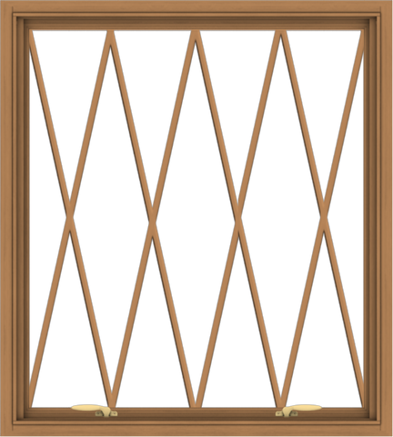 WDMA 36x40 (35.5 x 39.5 inch) Oak Wood Green Aluminum Push out Awning Window without Grids with Diamond Grills
