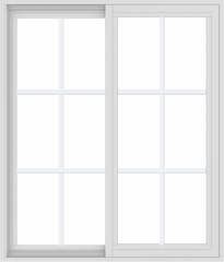 WDMA 36x42 (35.5 x 41.5 inch) Vinyl uPVC White Slide Window with Colonial Grids Exterior