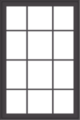 WDMA 36x54 (35.5 x 53.5 inch) Pine Wood Dark Grey Aluminum Crank out Casement Window with Colonial Grids Exterior