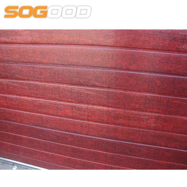 40mm thickness panel mahogany colored wood grain modern 16x7 garage door on China WDMA