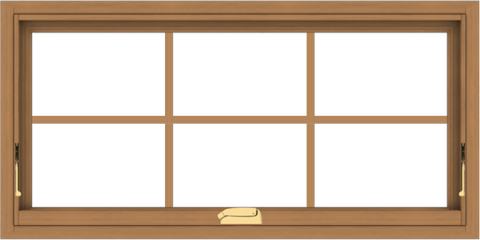 WDMA 40x20 (39.5 x 19.5 inch) Oak Wood Dark Brown Bronze Aluminum Crank out Awning Window with Colonial Grids Interior