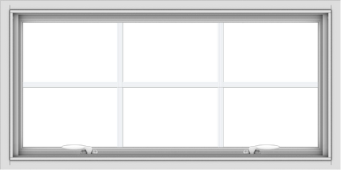 WDMA 40x20 (39.5 x 19.5 inch) White uPVC Vinyl Push out Awning Window with Colonial Grids Interior