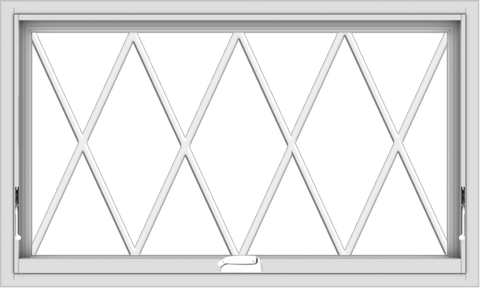 WDMA 40x24 (39.5 x 23.5 inch) White Vinyl uPVC Crank out Awning Window without Grids with Diamond Grills