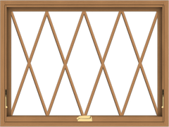 WDMA 40x30 (39.5 x 29.5 inch) Oak Wood Dark Brown Bronze Aluminum Crank out Awning Window without Grids with Diamond Grills