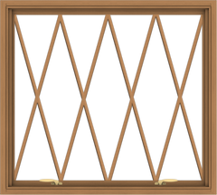 WDMA 40x36 (39.5 x 35.5 inch) Oak Wood Green Aluminum Push out Awning Window without Grids with Diamond Grills