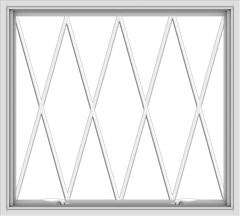 WDMA 40x36 (39.5 x 35.5 inch) White uPVC Vinyl Push out Awning Window without Grids with Diamond Grills