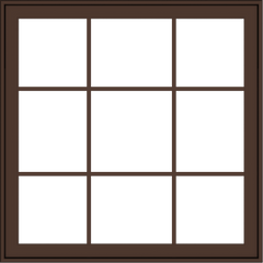 WDMA 40x40 (39.5 x 39.5 inch) Oak Wood Dark Brown Bronze Aluminum Crank out Awning Window with Colonial Grids Exterior