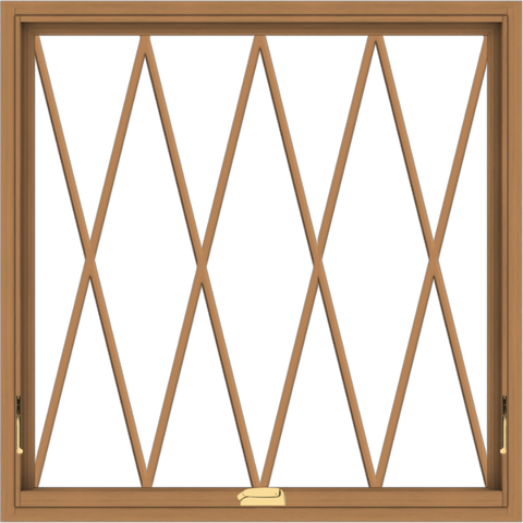 WDMA 40x40 (39.5 x 39.5 inch) Oak Wood Dark Brown Bronze Aluminum Crank out Awning Window without Grids with Diamond Grills
