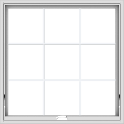 WDMA 40x40 (39.5 x 39.5 inch) White Vinyl uPVC Crank out Awning Window with Colonial Grids Interior