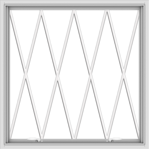 WDMA 40x40 (39.5 x 39.5 inch) White uPVC Vinyl Push out Awning Window without Grids with Diamond Grills