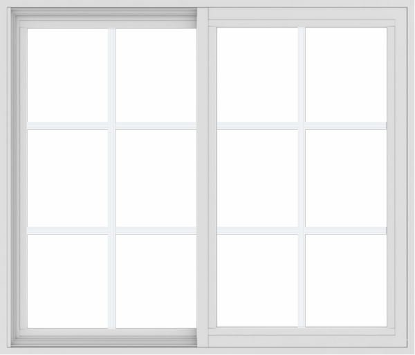 WDMA 42x36 (41.5 x 35.5 inch) Vinyl uPVC White Slide Window with Colonial Grids Exterior