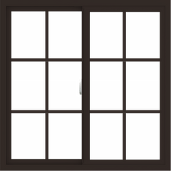 WDMA 42x42 (41.5 x 41.5 inch) Vinyl uPVC Dark Brown Slide Window with Colonial Grids Exterior