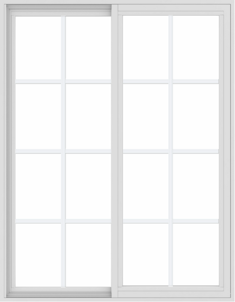 WDMA 42x54 (41.5 x 53.5 inch) Vinyl uPVC White Slide Window with Colonial Grids Exterior