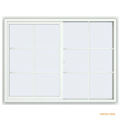 48x 36 47.5x35.5 White Vinyl Sliding Window With Colonial Grids Grilles