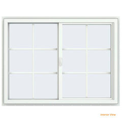 46x46 45x45 White Aluminium / Vinyl / uPVC Sliding Window With Colonial Grids Grilles