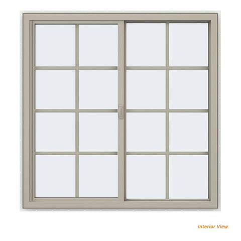 45 Inch Window 48x48 47.5x47.5 Vinyl PVC Sliding Window With Colonial Grids Grilles ...