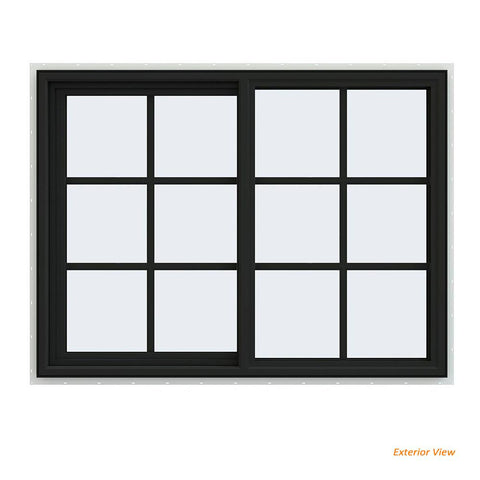 48x36 Bronze Color Vinyl PVC uPVC Sliding Window With Colonial Grids Grilles