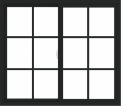 WDMA 48x42 (47.5 x 41.5 inch) Vinyl uPVC Black Slide Window with Colonial Grids Exterior