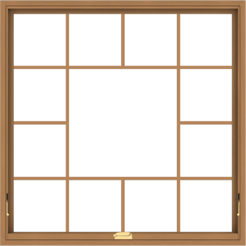 WDMA 48x48 (47.5 x 47.5 inch) Oak Wood Dark Brown Bronze Aluminum Crank out Awning Window without Grids with Victorian Grills