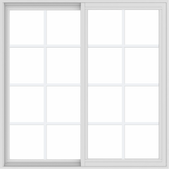 WDMA 48x48 (47.5 x 47.5 inch) Vinyl uPVC White Slide Window with Colonial Grids Exterior