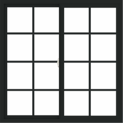 WDMA 48x48 (47.5 x 47.5 inch) Vinyl uPVC Black Slide Window with Colonial Grids Exterior