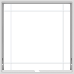 WDMA 48x48 (47.5 x 47.5 inch) White Vinyl uPVC Crank out Awning Window with Prairie Grilles