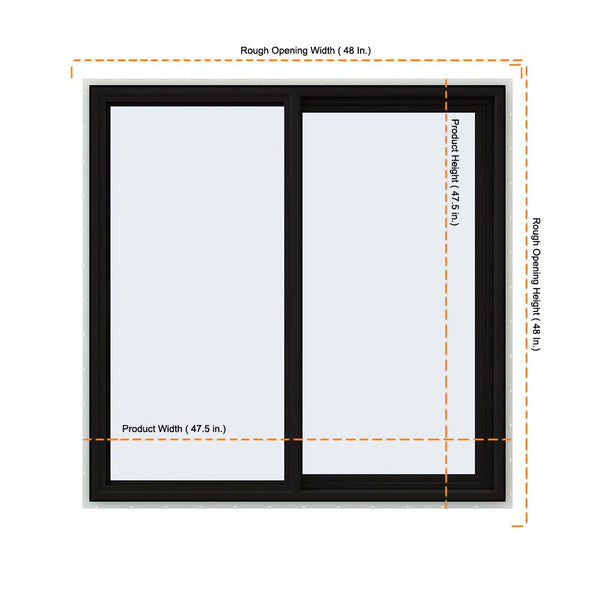 45x45 Black Aluminum Sliding Window With Fiberglass Mesh Screen