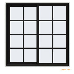 48x48 Black Color Vinyl PVC Sliding Window With Colonial Grids Grilles