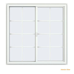 46x46 Black Color Vinyl Aluminum PVC Sliding Window With Colonial Grids Grilles