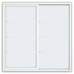 48x48 Vinyl Sliding Window White With Colonial Grids Grilles