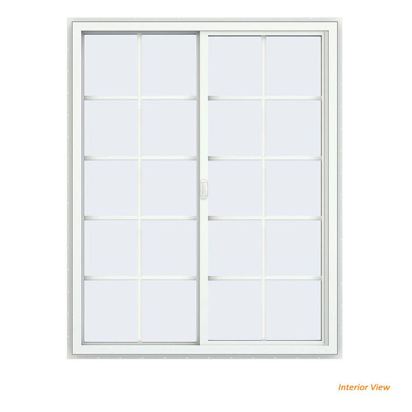 48x60 White Vinyl Sliding Window With Colonial Grids Grilles
