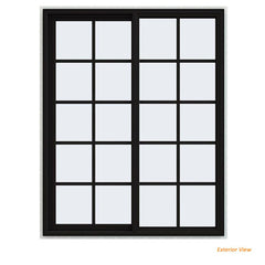 48x60 Black Vinyl Sliding Window With Colonial Grids Grilles