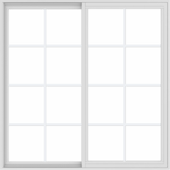 WDMA 54x54 (53.5 x 53.5 inch) Vinyl uPVC White Slide Window with Colonial Grids Exterior