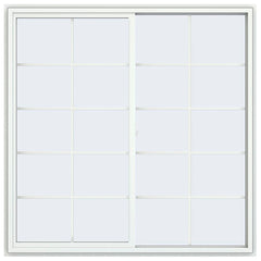 60x60 59.5x59.5 White Vinyl Sliding Window With Colonial Grids Grilles