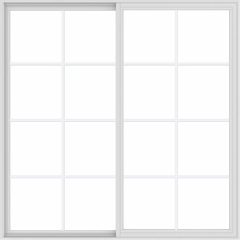 WDMA 66x66 (65.5 x 65.5 inch) Vinyl uPVC White Slide Window with Colonial Grids Exterior