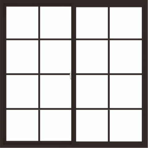 WDMA 66x66 (65.5 x 65.5 inch) Vinyl uPVC Dark Brown Slide Window with Colonial Grids Exterior