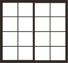 WDMA 72x66 (71.5 x 65.5 inch) Vinyl uPVC Dark Brown Slide Window with Colonial Grids Exterior