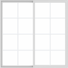 WDMA 72x72 (71.5 x 71.5 inch) Vinyl uPVC White Slide Window with Colonial Grids Exterior
