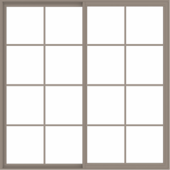 WDMA 72x72 (71.5 x 71.5 inch) Vinyl uPVC Brown Slide Window with Colonial Grids Exterior