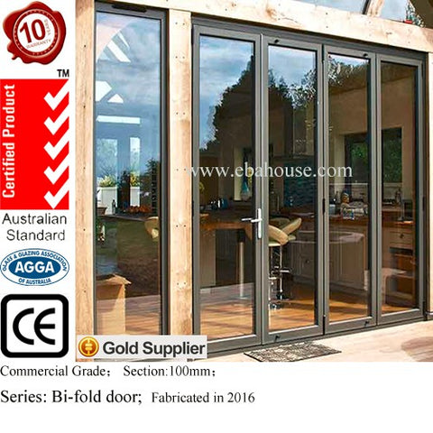 AS2047&AWA&WERS Commercial grade double glazed windows australia standard aluminium bifold doors on China WDMA