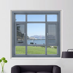Aluminium Floor to ceiling large glass windows / casement window with mosquito net on China WDMA