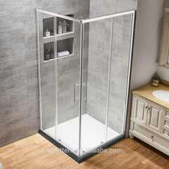 Aluminium Frame Simple tempered glass Hotel Cheap Double Sliding Door Shower Door on China WDMA