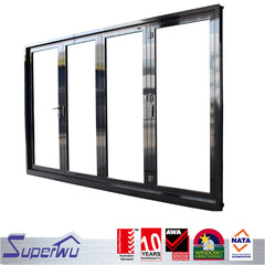 Aluminium fashion design cost saving impact resistant reflective glass accordion doors with vent on China WDMA