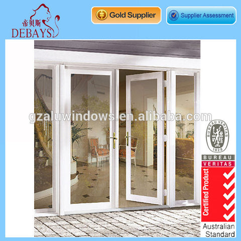 Aluminium glass double side hung hinged entry french doors on China WDMA