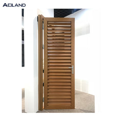 Aluminium louvre french door with Italy weather resistance wooden color design on China WDMA