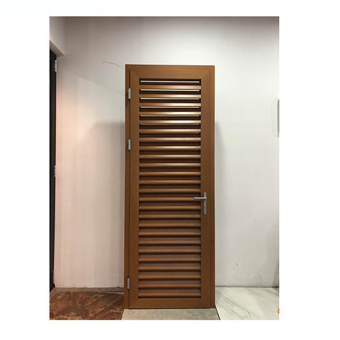 Aluminium louvre french door with Italy weather resistance wooden color design on China WDMA