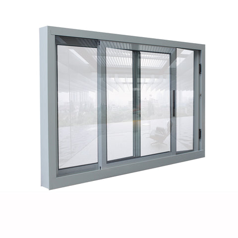 Aluminium tempered glass sliding window with stainless steel mesh on China WDMA