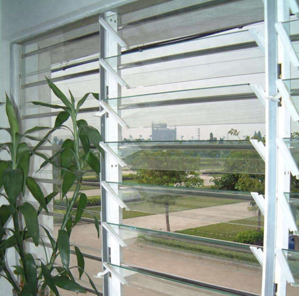 Aluminum Frame Glass Moveable Louvers Jalousie Window With Single Glas ...